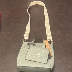 Red Love Crossbody Bag in Light Gray